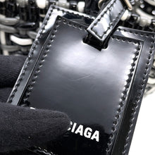 Load image into Gallery viewer, BALENCIAGA Bistro Basket Bag Black/Gray/White671342 Patent Leather Size XS
