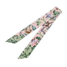 Load image into Gallery viewer, HERMES Twilly Equator Rose Nakul / Green / Gray Silk100%