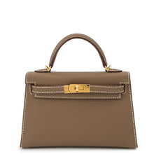 将图像加载到图库查看器中,HERMES Mini Kelly 2 Etoupe Epsom