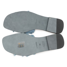将图像加载到图库查看器中,HERMES Oran Sandals Blue Claire Denim Size 36
