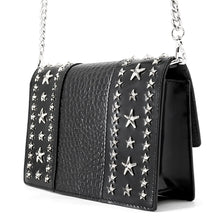 将图像加载到图库查看器中,JIMMY CHOO Star Studded Chain Shoulder Bag Black Croco embossed leather