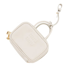 将图像加载到图库查看器中,MIUMIU Embossed Logo Bag Charm Ivory5NR036 Leather