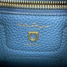 Load image into Gallery viewer, Ferragamo Amy Gancini 2WAY Handbag Blue21F478 Leather