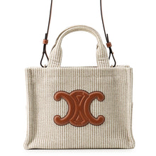 Load image into Gallery viewer, CELINE Covertice Triomphe 2WAY Beige/Brown199162FEE.02BG Canvas Leather Size Small