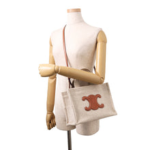 Load image into Gallery viewer, CELINE Covertice Triomphe 2WAY Beige/Brown199162FEE.02BG Canvas Leather Size Small