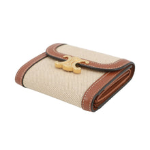 将图像加载到图库查看器中,CELINE Triomphe Trifold Compact Wallet Beige/Brown10D783 Canvas/Leather