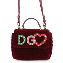 Load image into Gallery viewer, DOLCE&GABBANA Logo Studded 2WAY Pouch Bordeaux Velour