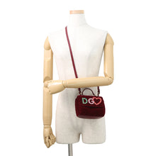 Load image into Gallery viewer, DOLCE&GABBANA Logo Studded 2WAY Pouch Bordeaux Velour