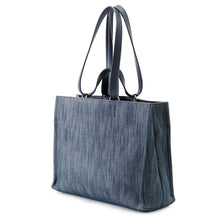 Load image into Gallery viewer, Ferragamo Logo 2-Way Denim Tote Bag Blue Cotton