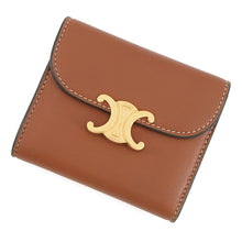 将图像加载到图库查看器中,CELINE Triomphe Tri-fold Compact Wallet Brown10D783 Leather