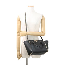 Load image into Gallery viewer, Valentino Garavani Rock Studded 2WAY Tote Bag Black Leather