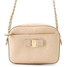 Load image into Gallery viewer, Ferragamo Vara Ribbon Shoulder Bag Beige Leather