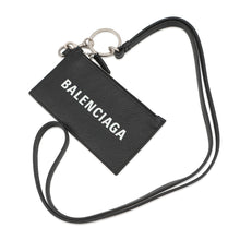 Load image into Gallery viewer, BALENCIAGA Cash Card Case with Key Ring Black/White594548 Leather