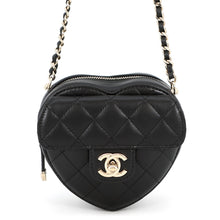 Load image into Gallery viewer, CHANEL Matelasse Heart Chain Shoulder Bag BlackAP2784 Lambskin