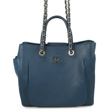 Load image into Gallery viewer, CHANEL Matelasse 2WAY Chain Tote Bag BlueAS0356 Leather