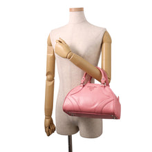 将图像加载到图库查看器中,PRADA Logo 2-Way Bowling Bag Pink1BB071 Leather