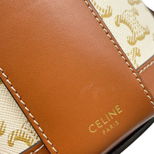 Load image into Gallery viewer, CELINE Triomphe Tambour Shoulder Bag White/Brown195192 PVC Leather Size Medium
