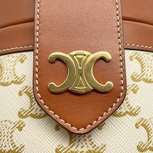 Load image into Gallery viewer, CELINE Triomphe Tambour Shoulder Bag White/Brown195192 PVC Leather Size Medium