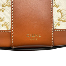 Load image into Gallery viewer, CELINE Triomphe Tambour Shoulder Bag White/Brown195192 PVC Leather Size Medium