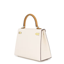 将图像加载到图库查看器中,HERMES Kelly Sellier tricolor Nata / Jaune Poussin / Sesame Epsom Size 25