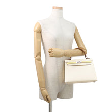 将图像加载到图库查看器中,HERMES Kelly Sellier tricolor Nata / Jaune Poussin / Sesame Epsom Size 25