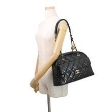 Load image into Gallery viewer, CHANEL maxi bowling bag Black Shiny Calf Leather