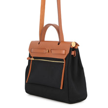将图像加载到图库查看器中,HERMES Herbag zip Black/Natural Toile Military Vache Hunter Leather Size PM