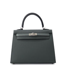Load image into Gallery viewer, HERMES Kelly Sellier tricolor Vert Mangrove/Vert Almond/Black Epsom Size 25