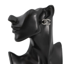 将图像加载到图库查看器中,CHANEL CC Logo Earrings Metal Rhinestone