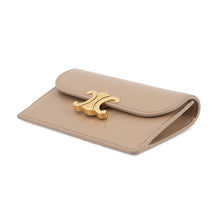 将图像加载到图库查看器中,CELINE Triomphe Card Case Taupe Grey10P073DPV Shiny Calf Leather
