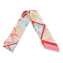 将图像加载到图库查看器中,HERMES Fauve, a stamp enthusiast, Twilly White/Rose/RougeH64205S Silk100%