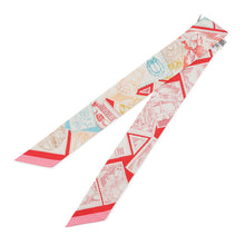 Load image into Gallery viewer, HERMES Fauve, a stamp enthusiast, Twilly White/Rose/RougeH64205S Silk100%