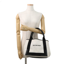 将图像加载到图库查看器中,BALENCIAGA Navy Kabas Black/White339933 Canvas Leather