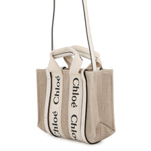 Load image into Gallery viewer, Chloe Woody 2WAYBag Beige/WhiteCHC22AP237I26101 Canvas Leather Size Mini