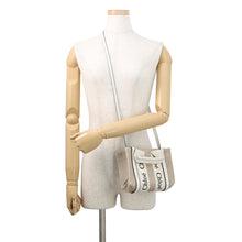 Load image into Gallery viewer, Chloe Woody 2WAYBag Beige/WhiteCHC22AP237I26101 Canvas Leather Size Mini