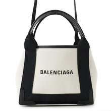 Load image into Gallery viewer, BALENCIAGA Navy Kabas White/Black390346 Canvas Leather Size XS