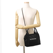 Load image into Gallery viewer, BALENCIAGA Navy Kabas Black390346 Nylon Leather Size XS