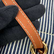 将图像加载到图库查看器中,CELINE Square Cabas Stripe Tote Bag Navy/Tan192802CHD.07AT Canvas Calf Leather