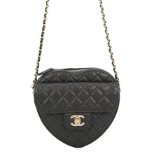 Load image into Gallery viewer, CHANEL Matelasse Heart Shape Chain Shoulder Black BlackAS3191 Lambskin