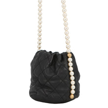 Load image into Gallery viewer, CHANEL Faux Pearl Drawstring Bag Shoulder Bag BlackAS2529 Lambskin