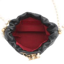 Load image into Gallery viewer, CHANEL Faux Pearl Drawstring Bag Shoulder Bag BlackAS2529 Lambskin