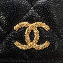Load image into Gallery viewer, CHANEL CC Logo Passport Case Black Caviar Leather Rhinestone