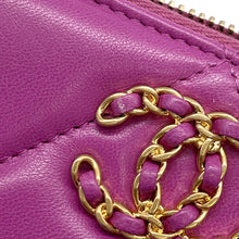Load image into Gallery viewer, CHANEL 19 Small zip wallet PurpleAP0948 Lambskin