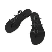 Load image into Gallery viewer, HERMES Mykonos Sandals Black Rubber Size 38