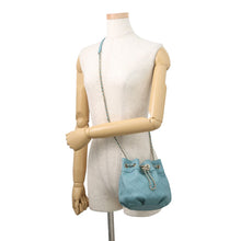 Load image into Gallery viewer, CHANEL Drawstring Drawstring Bag Matelasse ChainShoulder Light Blue Leather Size Mini