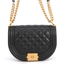 Load image into Gallery viewer, CHANEL Boy Chanel Half Moon Shoulder Bag BlackAS3350 Caviar Leather Size Small