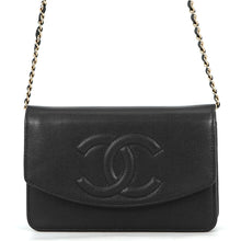 将图像加载到图库查看器中,CHANEL CC Logo Chain Wallet BlackAP4653 Caviar Leather