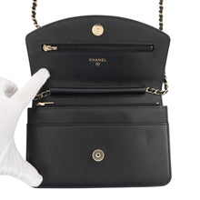 将图像加载到图库查看器中,CHANEL CC Logo Chain Wallet BlackAP4653 Caviar Leather
