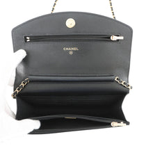 将图像加载到图库查看器中,CHANEL CC Logo Chain Wallet BlackAP4653 Caviar Leather