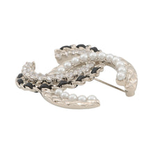 Load image into Gallery viewer, CHANEL CC Logo BroochAB8609-B08593-NJ194 Metal Lambskin Strass Faux Pearl
